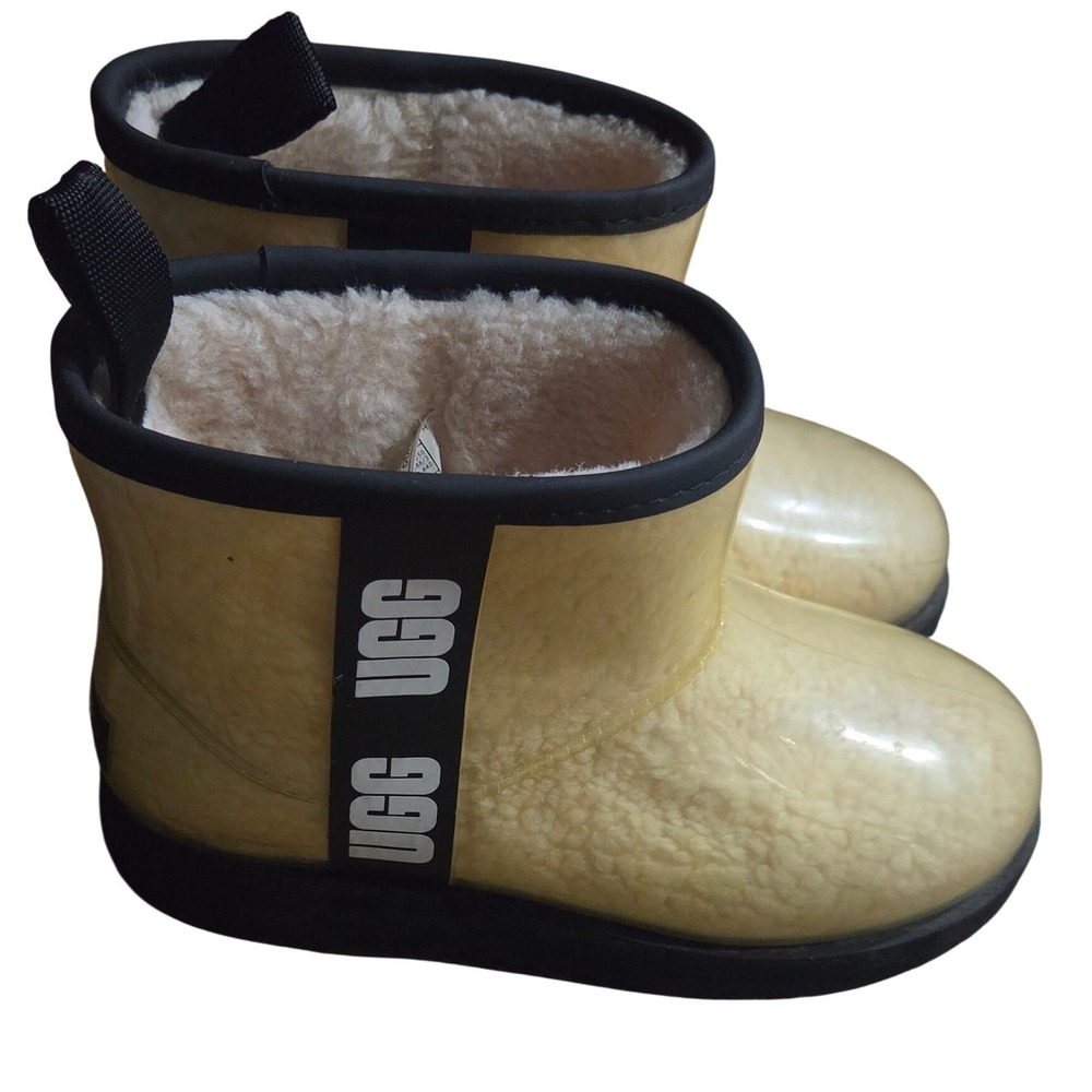 UGG Classic Clear Logo Mini Kids Waterproof Boots Natural Cozy Warm 3 Light
